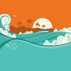 Fototapeta na wymiar Seaside background.Vector illustration