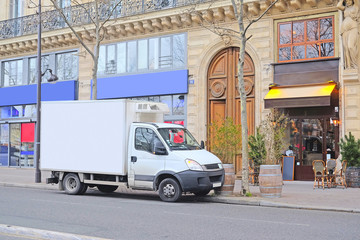 Paris, France, February 6, 2016: truck on a parking in Paris, France