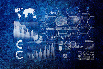 Abstract high tech background with graphs and diagrams