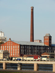 Old red brick factory building