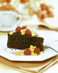 Chocolate cake, close-up