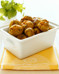 Close up of roasted new potaoes