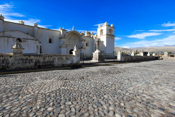 White Catholic church in rural Peru
