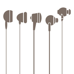 Earphones Silhouettes Icons 