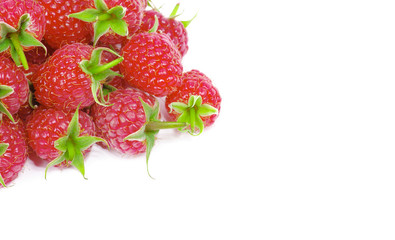 ripe raspberries isolated on white background