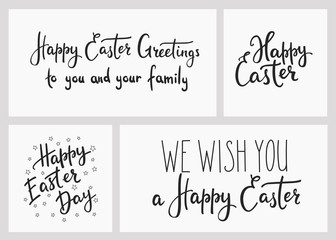 Happy easter day simple lettering set