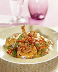 Curry shrimp on rice