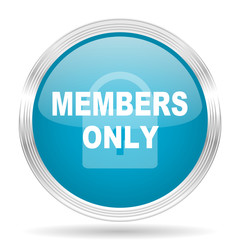 members only blue glossy metallic circle modern web icon on white background