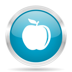 apple blue glossy metallic circle modern web icon on white background