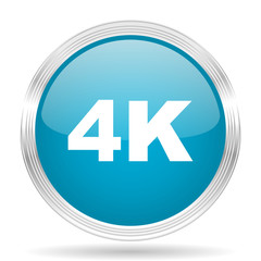 4k blue glossy metallic circle modern web icon on white background