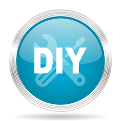 diy blue glossy metallic circle modern web icon on white background