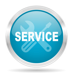 service blue glossy metallic circle modern web icon on white background