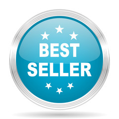 best seller blue glossy metallic circle modern web icon on white background
