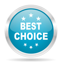 best choice blue glossy metallic circle modern web icon on white background