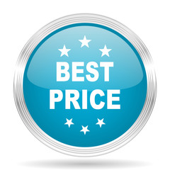 best price blue glossy metallic circle modern web icon on white background