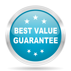 best value guarantee blue glossy metallic circle modern web icon on white background