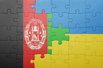 puzzle with the national flag of ukraine and afghanistan