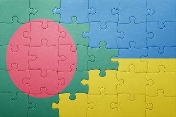 puzzle with the national flag of ukraine and bangladesh