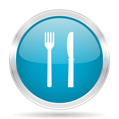 eat blue glossy metallic circle modern web icon on white background