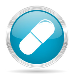 drugs blue glossy metallic circle modern web icon on white background