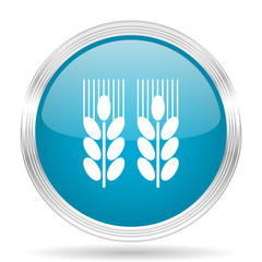 agricultural blue glossy metallic circle modern web icon on white background