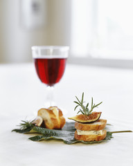 Red wine with delicious appetizer