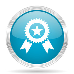 award blue glossy metallic circle modern web icon on white background