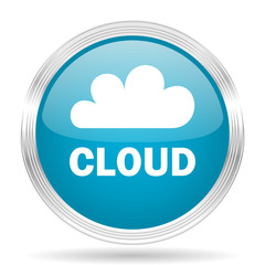 cloud blue glossy metallic circle modern web icon on white background