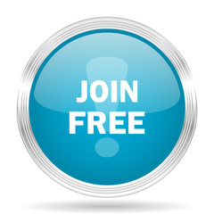 join free blue glossy metallic circle modern web icon on white background