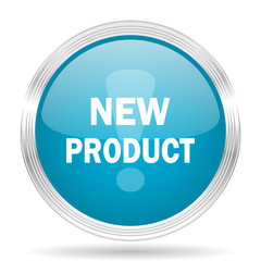new product blue glossy metallic circle modern web icon on white background
