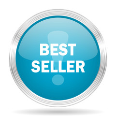 best seller blue glossy metallic circle modern web icon on white background