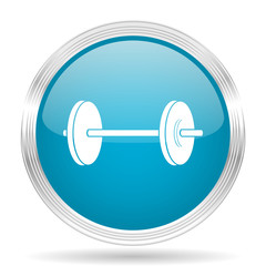 fitness blue glossy metallic circle modern web icon on white background