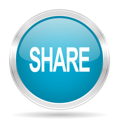 share blue glossy metallic circle modern web icon on white background