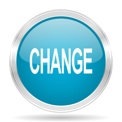 change blue glossy metallic circle modern web icon on white background