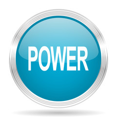 power blue glossy metallic circle modern web icon on white background