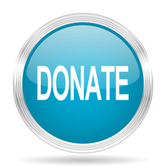 donate blue glossy metallic circle modern web icon on white background