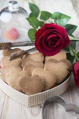 Glazed cookies on Valentine's day. From above