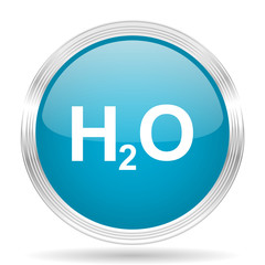 water blue glossy metallic circle modern web icon on white background