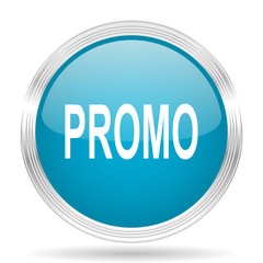 promo blue glossy metallic circle modern web icon on white background