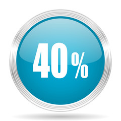 40 percent blue glossy metallic circle modern web icon on white background