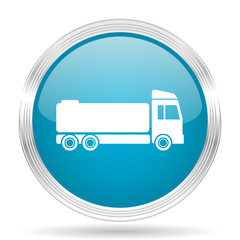 truck blue glossy metallic circle modern web icon on white background