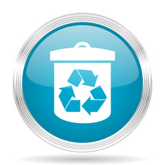 recycle blue glossy metallic circle modern web icon on white background