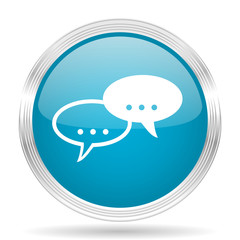 forum blue glossy metallic circle modern web icon on white background