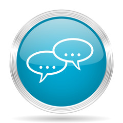 forum blue glossy metallic circle modern web icon on white background