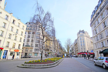 Naklejka na ściany i meble Paris, France, February 6, 2016: the image of Paris street, Paris, France