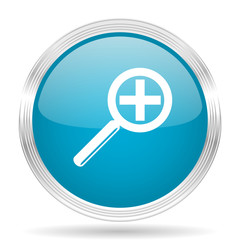lens blue glossy metallic circle modern web icon on white background