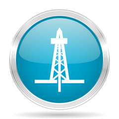 drilling blue glossy metallic circle modern web icon on white background