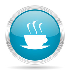 espresso blue glossy metallic circle modern web icon on white background
