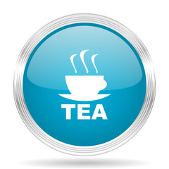 tea blue glossy metallic circle modern web icon on white background