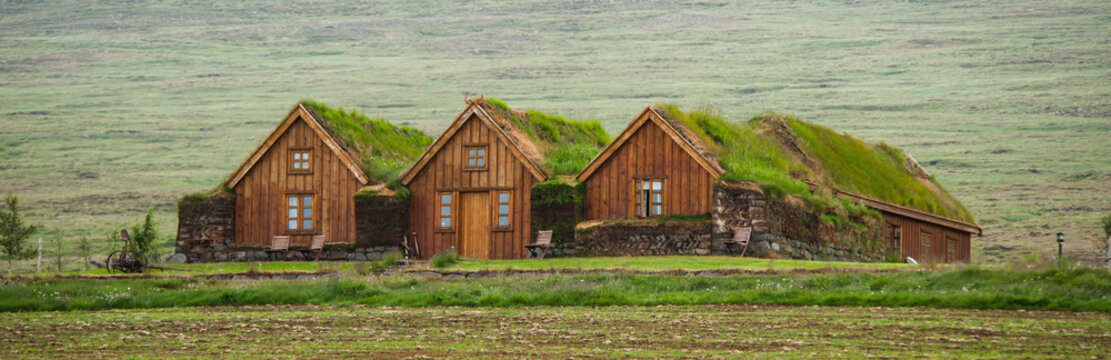 Ancient houses in Holar, Iceland